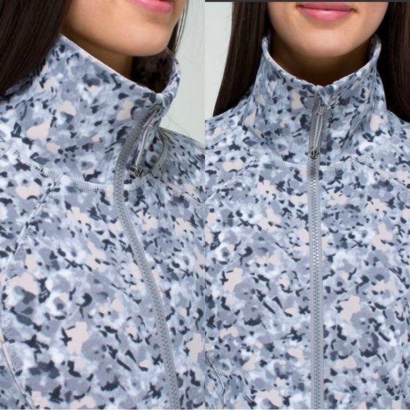 lululemon Nice Asana Jacket Fleur Silver Spoon Grey Sz 4 - Picture 3 of 15